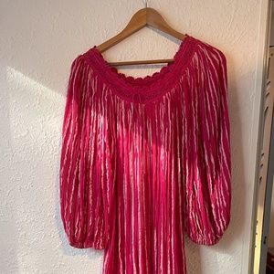 Vintage boho Jasmine by K.V.M calif- Pink muumuu Midi dress